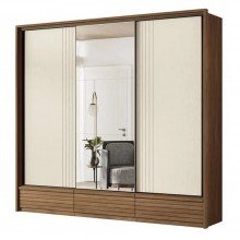 Guarda Roupa de Casal 3 Portas de Correr com Espelho